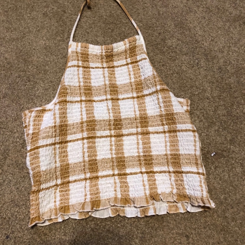 medium yellow and white crop top